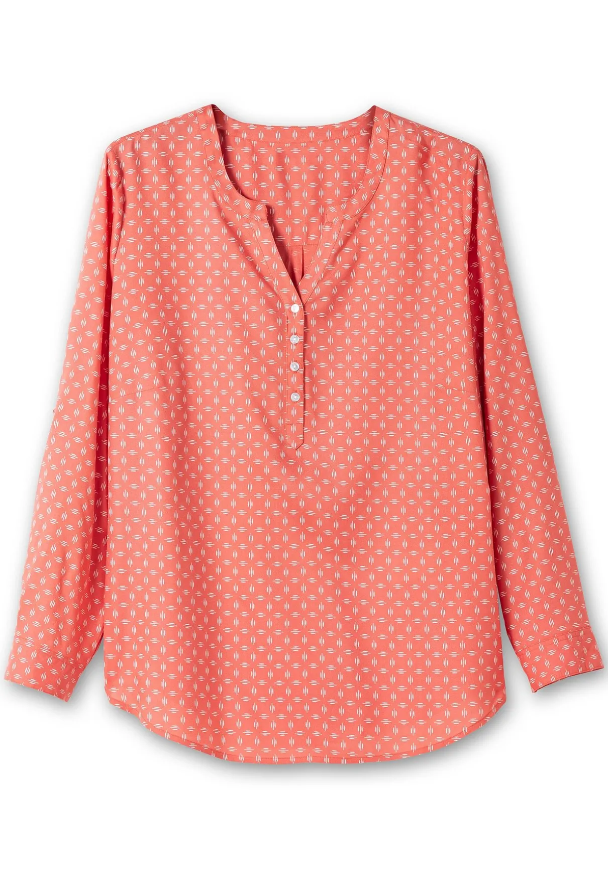 Tunika mit Alloverdruck und Krempelärmeln