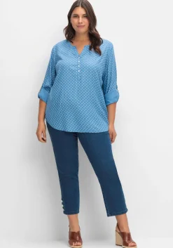 Tunika mit Alloverdruck und Krempelärmeln