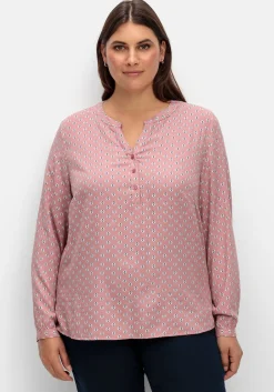 Tunika mit Alloverdruck und Knopfleiste