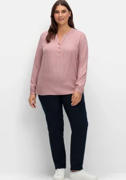 Tunika mit Alloverdruck und Knopfleiste