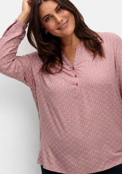 Tunika mit Alloverdruck und Knopfleiste