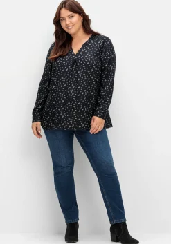 Tunika mit Alloverdruck und Kellerfalte