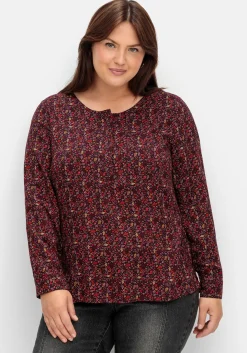 Tunika mit Alloverprint und Knopfleiste