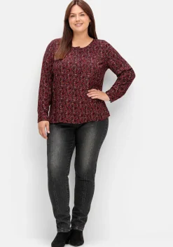 Tunika mit Alloverprint und Knopfleiste