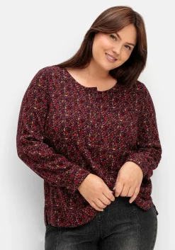 Tunika mit Alloverprint und Knopfleiste