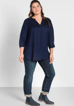 Tunika mit 3/4-Arm und gerundetem Saum