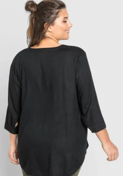 Tunika mit 3/4-Arm und gerundetem Saum