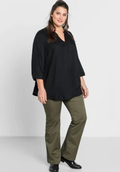 Tunika mit 3/4-Arm und gerundetem Saum