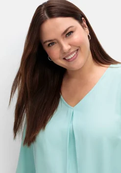 Tunika mit 3/4-Arm und Plisseefalten hinten