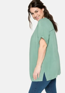 Tunika mit Blende vorn und Lochstrick im Rücken