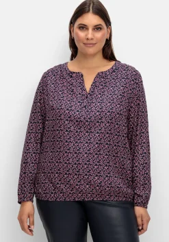 Tunika mit Blätter-Alloverdruck, aus Viskose