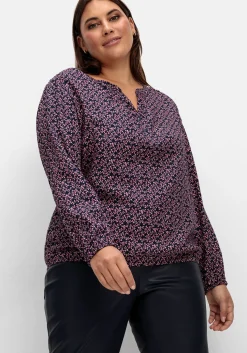 Tunika mit Blätter-Alloverdruck, aus Viskose