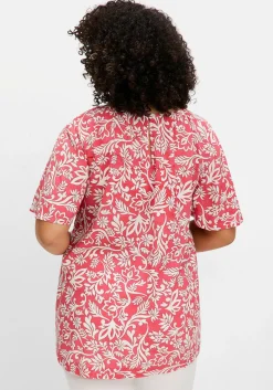 Tunika mit Blätterprint und Flügelärmeln