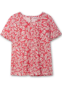 Tunika mit Blätterprint und Flügelärmeln