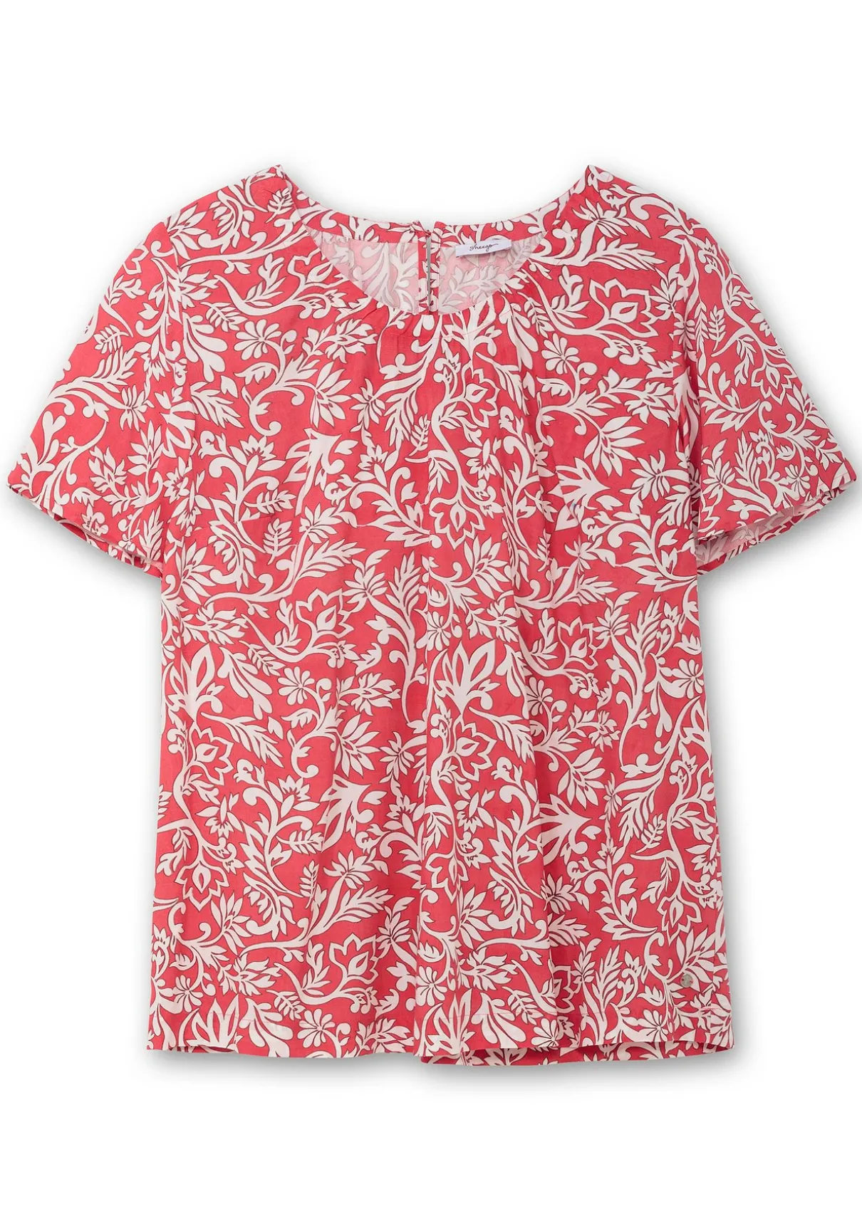 Tunika mit Blätterprint und Flügelärmeln