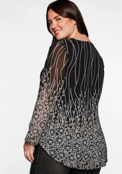 Tunika mit Blumendruck, in Chiffon-Qualität