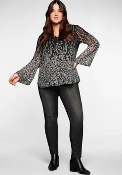 Tunika mit Blumendruck, in Chiffon-Qualität