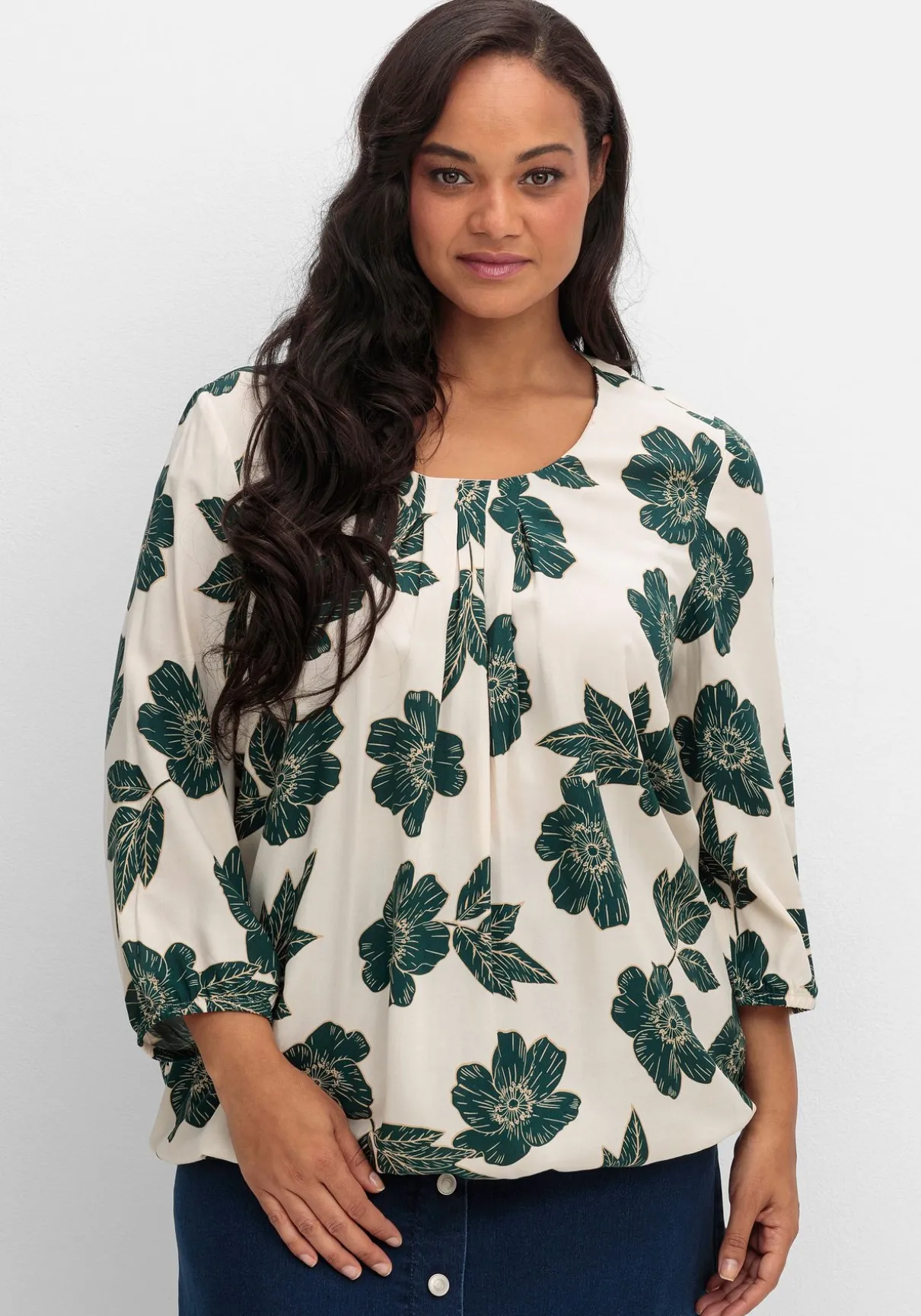 Tunika mit Blumendruck und Saum-Gummibund