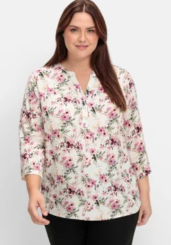 Tunika mit Blumendruck und 3/4-Ärmeln