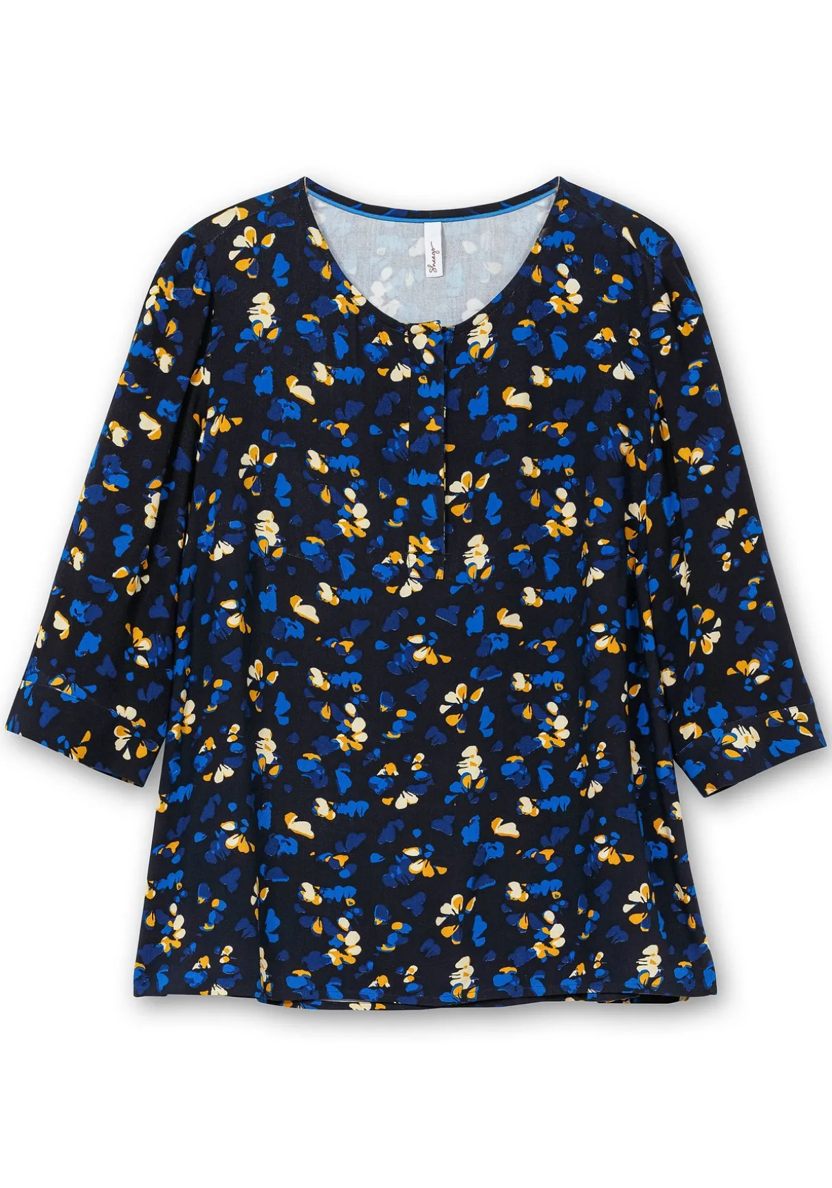 Tunika mit Blumendruck und Knopfleiste