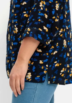 Tunika mit Blumendruck und Knopfleiste