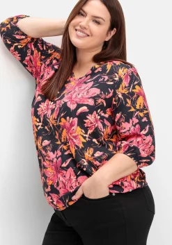 Tunika mit Blumendruck und Saum-Gummibund