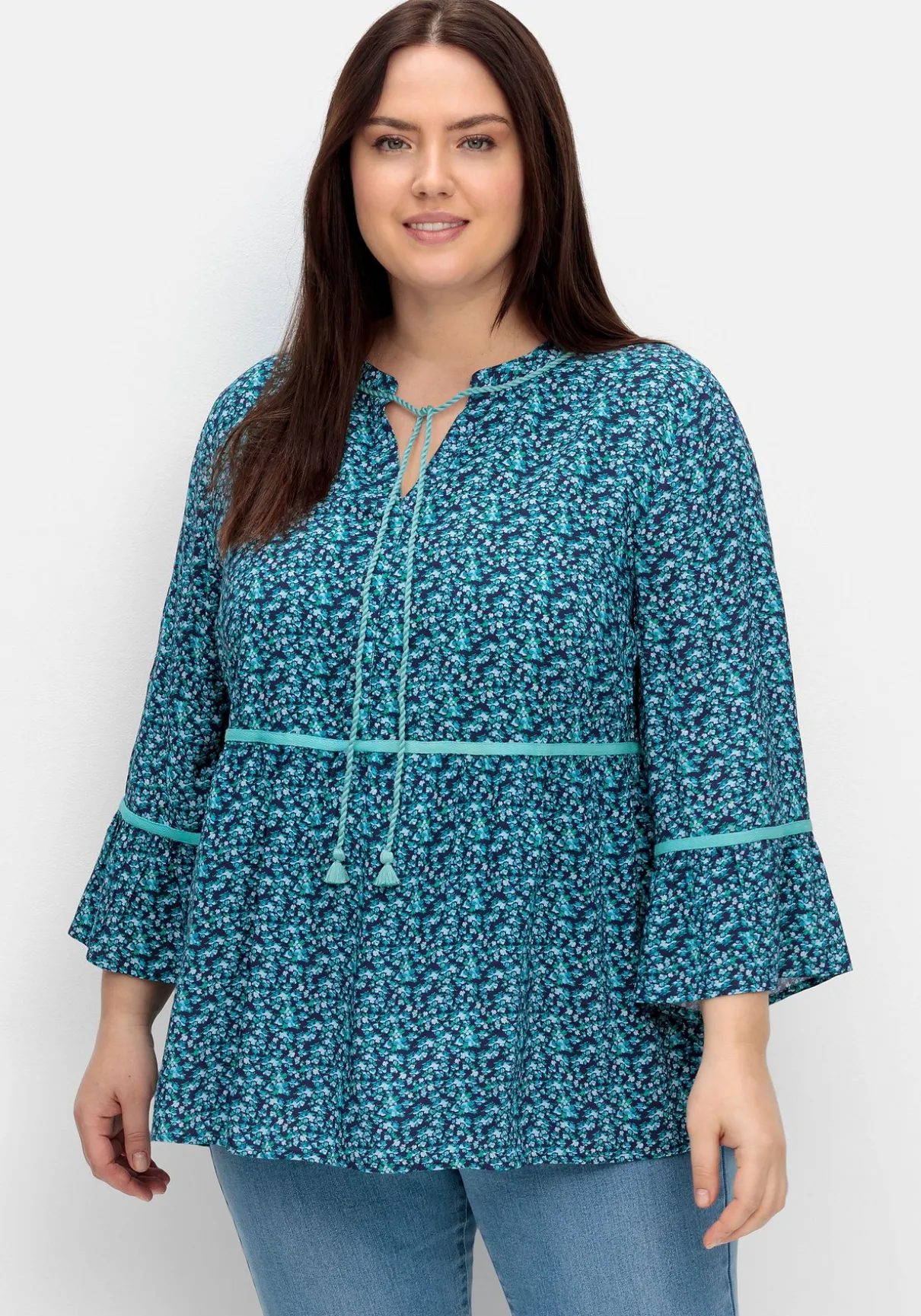 Tunika mit Blumenprint und 3/4-Arm