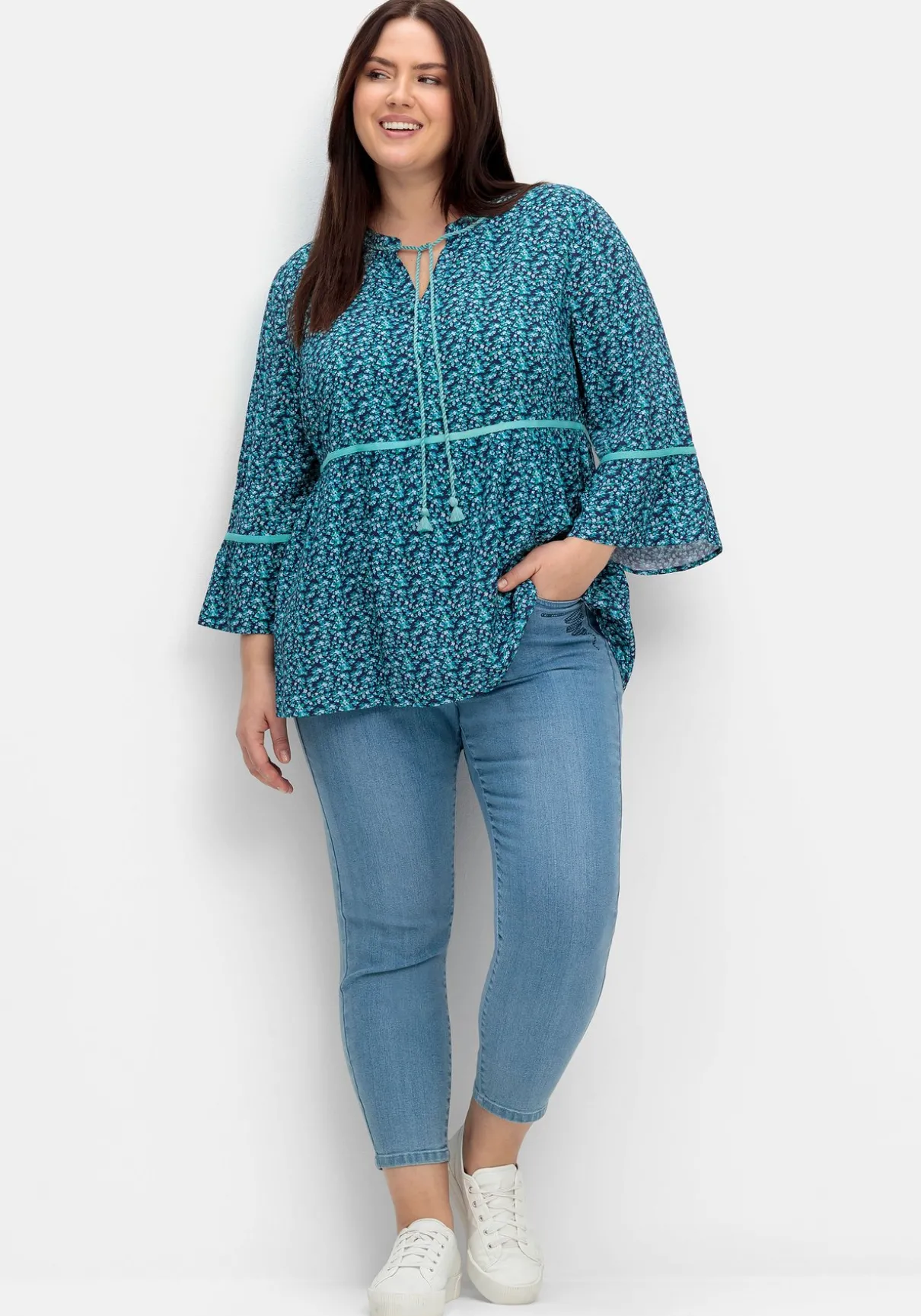 Tunika mit Blumenprint und 3/4-Arm