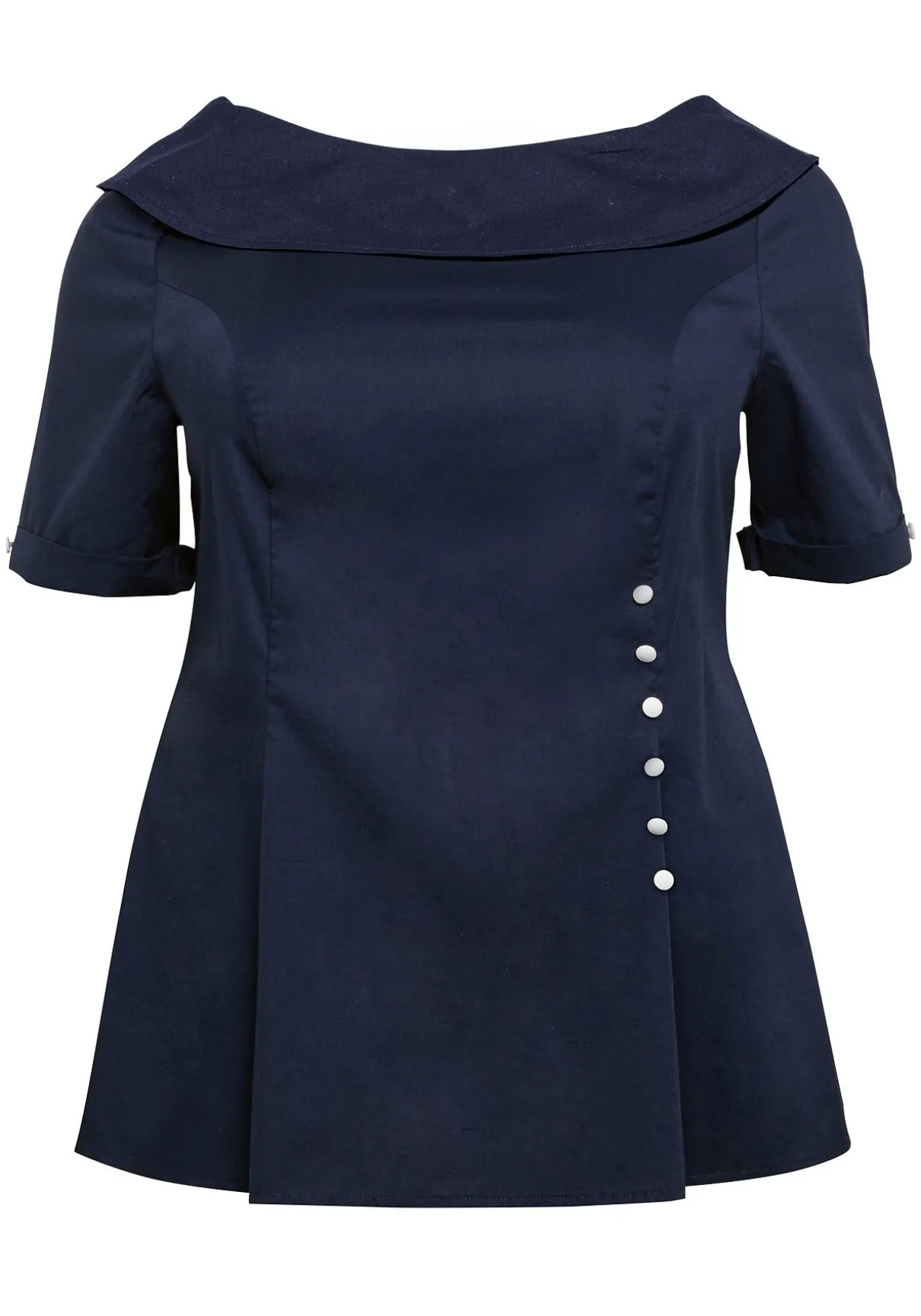 Tunika mit breitem, runden Kragen und Zierknöpfen