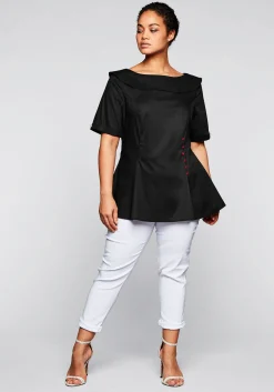 Tunika mit breitem, runden Kragen und Zierknöpfen