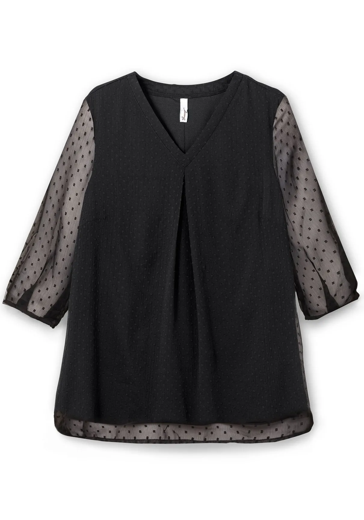 Tunika mit Chiffon-Ärmeln und Kellerfalte