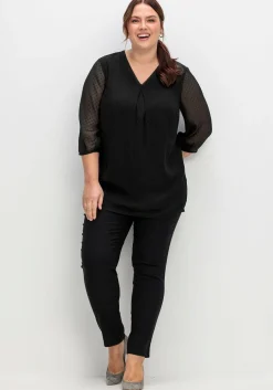 Tunika mit Chiffon-Ärmeln und Kellerfalte