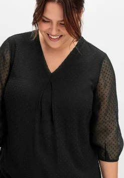 Tunika mit Chiffon-Ärmeln und Kellerfalte