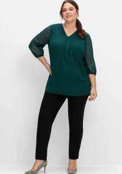 Tunika mit Chiffon-Ärmeln und Kellerfalte