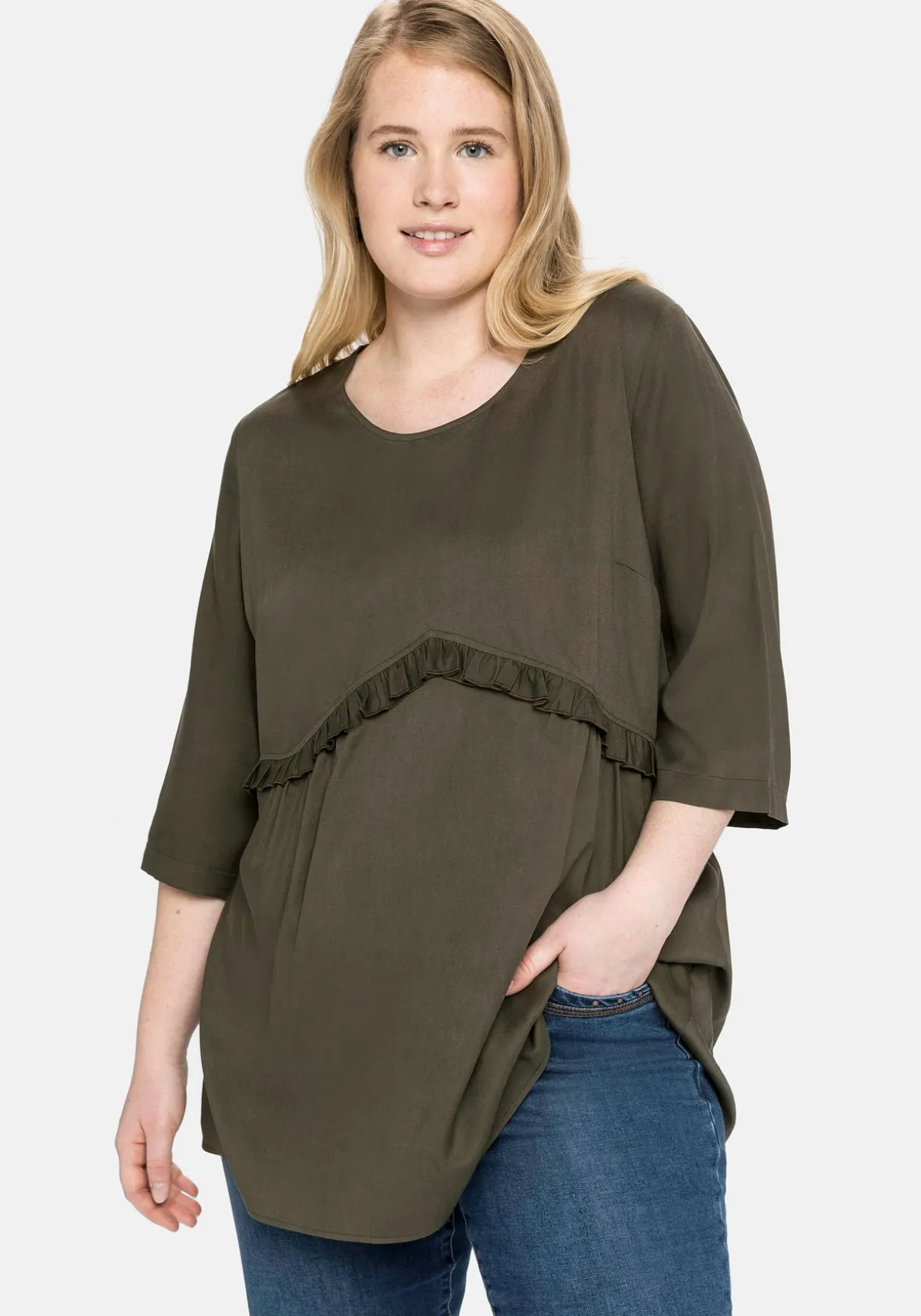 Tunika mit dekorativer Rüsche an der Taille