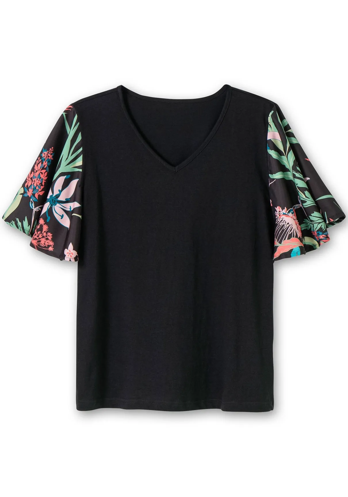 Tunika mit Flügelärmeln im Blumendruck