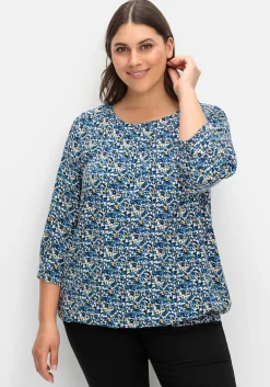 Tunika mit gelegten Falten und Minimalprint