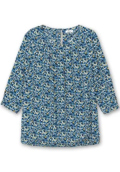 Tunika mit gelegten Falten und Minimalprint