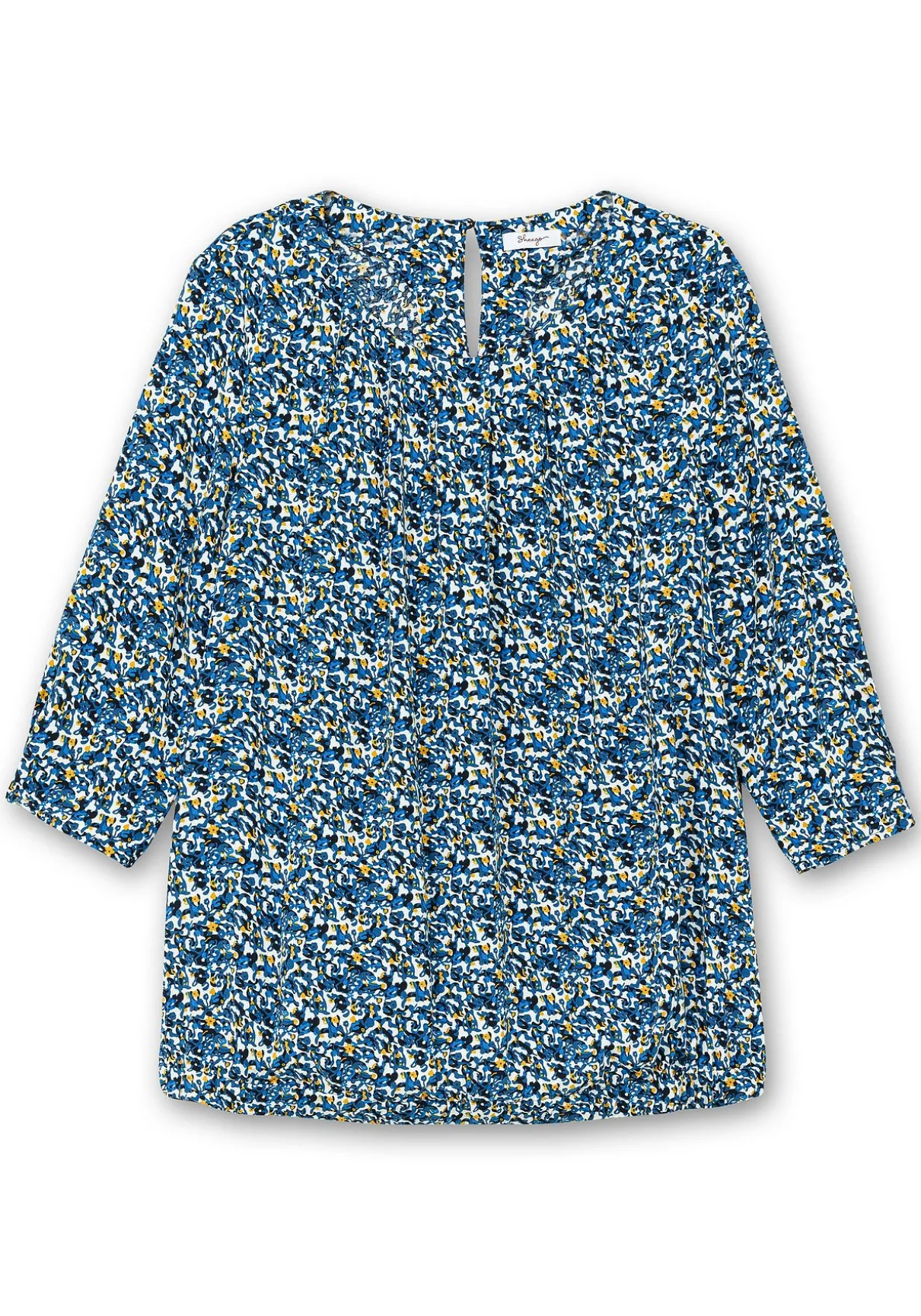 Tunika mit gelegten Falten und Minimalprint