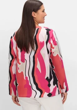 Tunika mit Grafikprint und Ziertape am V-Cut