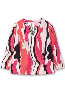 Tunika mit Grafikprint und Ziertape am V-Cut