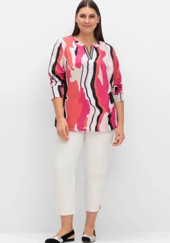 Tunika mit Grafikprint und Ziertape am V-Cut