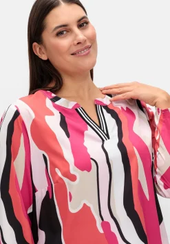 Tunika mit Grafikprint und Ziertape am V-Cut