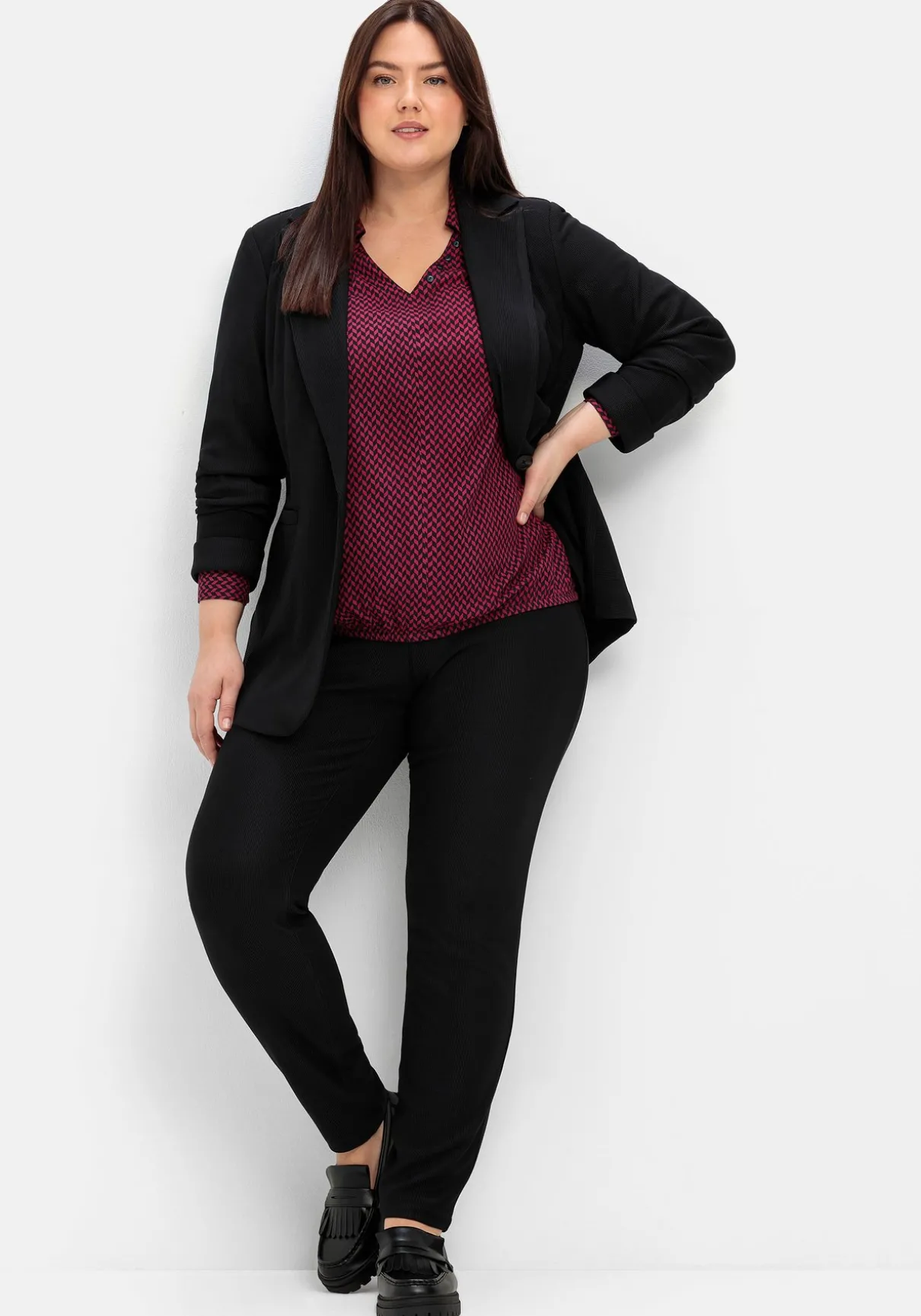 Tunika mit Hemdblusenkragen und Minimalprint