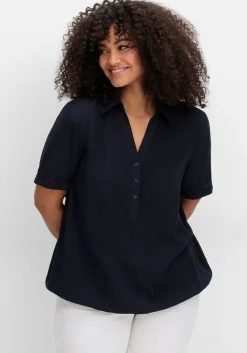 Tunika mit Hemdkragen und Gummizugbund