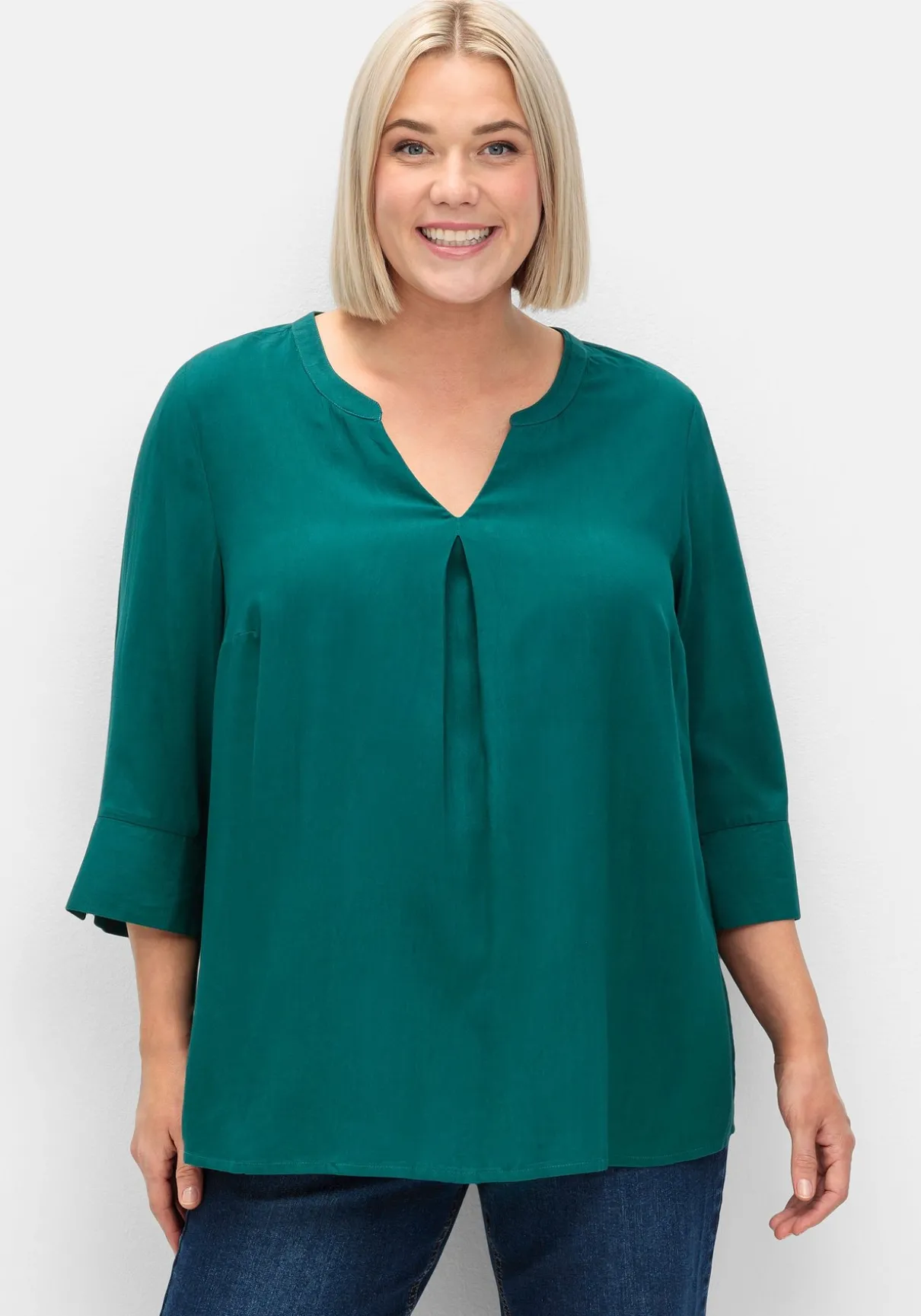 Tunika mit Kellerfalte und 3/4-Ärmeln