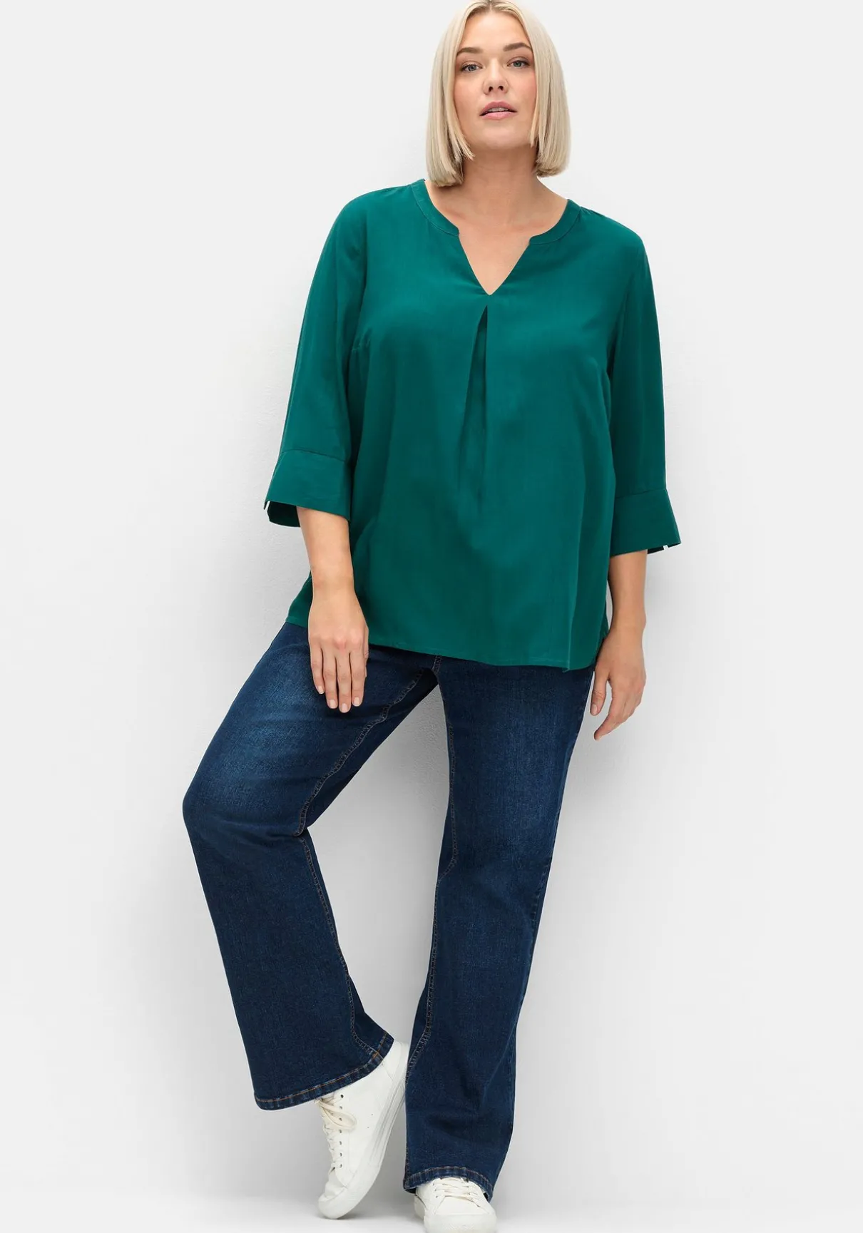 Tunika mit Kellerfalte und 3/4-Ärmeln