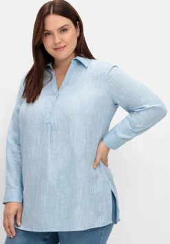 Tunika mit Krempelärmeln, in Leinenoptik