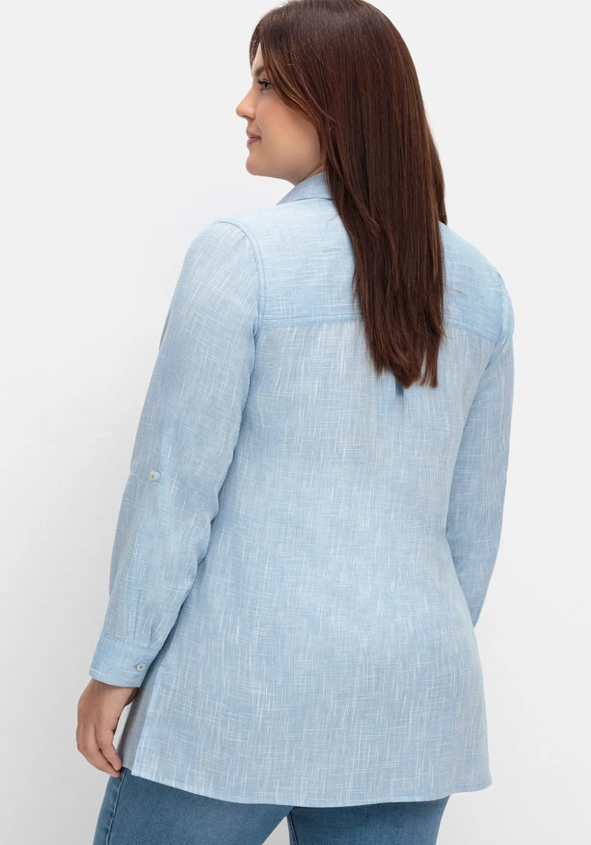 Tunika mit Krempelärmeln, in Leinenoptik