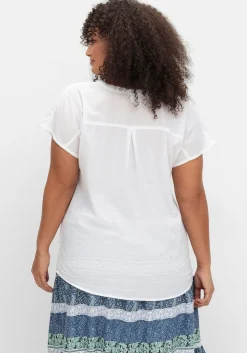 Tunika mit kurzen Ärmeln und Lochstickerei